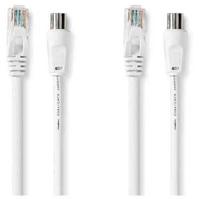 NEDIS Coax & Cat6 combi-kabel IEC stekker (Coax) / RJ45-stekker IEC (Coax) vrouwelijk/RJ45-stekker vernikkeld RG58-75 Ohm dubbel afgeschermd 3 m rond pvc wit box NEDIS Coax & Cat6 combi-kabel IEC stekker (Coax) / RJ45-stekker IEC (Coax) vrouwelijk/RJ45-stekker vernikkeld RG58-75 Ohm dubbel afgeschermd 3 m rond pvc wit box