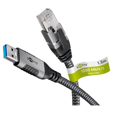 goobay 70499 USB-A naar RJ45 Ethernet CAT 6 kabel voor een stabiele bekabelde internetverbinding met router/modem/netwerkschakelaar/vervangt de USB naar RJ45 adapter / 1 Gbit/s / 3 m goobay 70499 USB-A naar RJ45 Ethernet CAT 6 kabel voor een stabiele bekabelde internetverbinding met router/modem/netwerkschakelaar/vervangt de USB naar RJ45 adapter / 1 Gbit/s / 3 m