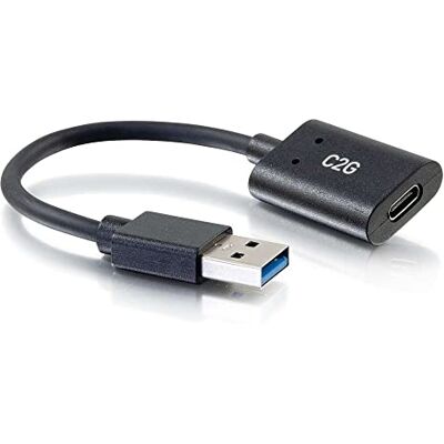C2G 54428 USB-C-aansluiting naar USB-A-stekker SuperSpeed USB 5 Gbit/s compatibel met smartphones, tablets en laptops, zwart, 15 cm C2G 54428 USB-C-aansluiting naar USB-A-stekker SuperSpeed USB 5 Gbit/s compatibel met smartphones, tablets en laptops, zwart, 15 cm