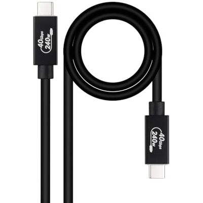 NANOCABLE 10.01.5001 USB 4 Gen 3x2 40Gbps 5A/240W, USB-C naar USB-C, compatibel met Thunderbolt 3 en Thunderbolt 4, tot 8K bij 60Hz, zwart, 1 meter NANOCABLE 10.01.5001 USB 4 Gen 3x2 40Gbps 5A/240W, USB-C naar USB-C, compatibel met Thunderbolt 3 en Thunderbolt 4, tot 8K bij 60Hz, zwart, 1 meter