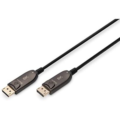 Digitus DisplayPort glasvezel kabel 15m UHD 8k 60Hz 4k 120Hz Displayport 1.4 32,4Gbps HDR, HDCP 2.2, CEC AOC hybride kabel vergulde contacten zwart Digitus DisplayPort glasvezel kabel 15m UHD 8k 60Hz 4k 120Hz Displayport 1.4 32,4Gbps HDR, HDCP 2.2, CEC AOC hybride kabel vergulde contacten zwart