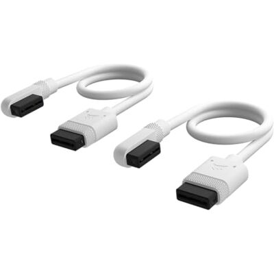 Corsair iCUE LINK Fijne kabel 2 x 200 mm recht/fijn 90° wit Corsair iCUE LINK Fijne kabel 2 x 200 mm recht/fijn 90° wit