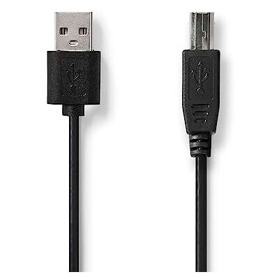 NEDIS USB-kabel USB 2.0 USB-A-stekker USB-B-stekker 480 Mbps vernikkeld 3,00 m rond pvc zwart haak om op te hangen NEDIS USB-kabel USB 2.0 USB-A-stekker USB-B-stekker 480 Mbps vernikkeld 3,00 m rond pvc zwart haak om op te hangen