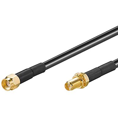 goobay 51676 WLAN antenne-verlengkabel, RP SMA mannelijk op RP SMA vrouwelijk, zwart/goud, 2 m goobay 51676 WLAN antenne-verlengkabel, RP SMA mannelijk op RP SMA vrouwelijk, zwart/goud, 2 m