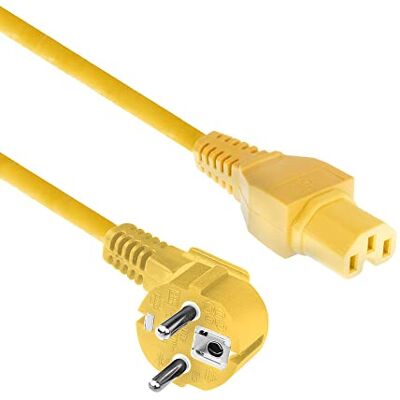 ACT CEE7/7 naar C15 stroomkabel, 1 m CEE 7/7 netsnoer (gehoekte geaarde gehoekt) netsnoer naar C15-stekker voor hot-apparaat, netsnoer geel AK5320 ACT CEE7/7 naar C15 stroomkabel, 1 m CEE 7/7 netsnoer (gehoekte geaarde gehoekt) netsnoer naar C15-stekker voor hot-apparaat, netsnoer geel AK5320