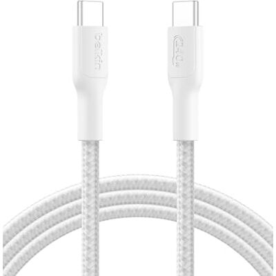 Belkin Eco USB-C naar USB-C kabel met gevlochten ommanteling, 2 m, 240 W, zacht, zacht, snellaadkabel, voor iPhone 16, Galaxy S25, Pixel 9, MacBook, iPad Pro enz. Wit (USB 2.0) Belkin Eco USB-C naar USB-C kabel met gevlochten ommanteling, 2 m, 240 W, zacht, zacht, snellaadkabel, voor iPhone 16, Galaxy S25, Pixel 9, MacBook, iPad Pro enz. Wit (USB 2.0)