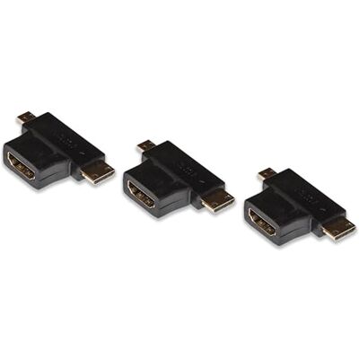 LINK LKADAT5703 Lot de 3 adaptateurs HDMI Femelle vers Mini HDMI Mâle et Micro HDMI Mâle Convertisseur vidéo Full HD 1080p pour appareil photo, tablette, PC et moniteurs LINK LKADAT5703 Lot de 3 adaptateurs HDMI Femelle vers Mini HDMI Mâle et Micro HDMI Mâle Convertisseur vidéo Full HD 1080p pour appareil photo, tablette, PC et moniteurs