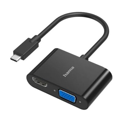 Hama USB-C naar VGA HDMI-aansluiting adapter (HDMI en VGA naar USB C converter voor MacBook Pro/Air Galaxy S20, Chromebook, PC, laptop, Ultra HD 4K, zwart Hama USB-C naar VGA HDMI-aansluiting adapter (HDMI en VGA naar USB C converter voor MacBook Pro/Air Galaxy S20, Chromebook, PC, laptop, Ultra HD 4K, zwart