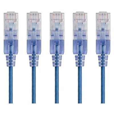 Monoprice Cat6A Ethernet-patchkabel 15,2m Blauw 10G Serie SlimRun 5 stuks Monoprice Cat6A Ethernet-patchkabel 15,2m Blauw 10G Serie SlimRun 5 stuks