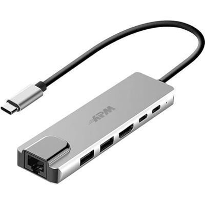 APM USB C-hub, 6-in-1, HDMI 4K, RJ45 Gigabit Ethernet, USB Type-C naar USB 3.0 adapter en USB C PD opladen 100 W, compatibel met Windows MacOS Linux ChromeOS PC XPS MacBook Chromebook, 570518 APM USB C-hub, 6-in-1, HDMI 4K, RJ45 Gigabit Ethernet, USB Type-C naar USB 3.0 adapter en USB C PD opladen 100 W, compatibel met Windows MacOS Linux ChromeOS PC XPS MacBook Chromebook, 570518