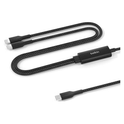 Belkin BoostCharge Pro USB-C-kabel, 2-in-1, 140 W, gevlochten ommanteling, snel opladen, gedeeld opladen, voor MacBook, iPhone, iPad, Samsung, Pixel enz., zwart Belkin BoostCharge Pro USB-C-kabel, 2-in-1, 140 W, gevlochten ommanteling, snel opladen, gedeeld opladen, voor MacBook, iPhone, iPad, Samsung, Pixel enz., zwart