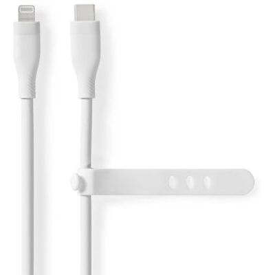 NEDIS Lightning-kabel, USB 2.0, Apple Lightning 8-polig, USB-C™-aansluiting, 480 Mbps, vernikkeld 1,50 m, rond, siliconen, wit, doos NEDIS Lightning-kabel, USB 2.0, Apple Lightning 8-polig, USB-C™-aansluiting, 480 Mbps, vernikkeld 1,50 m, rond, siliconen, wit, doos