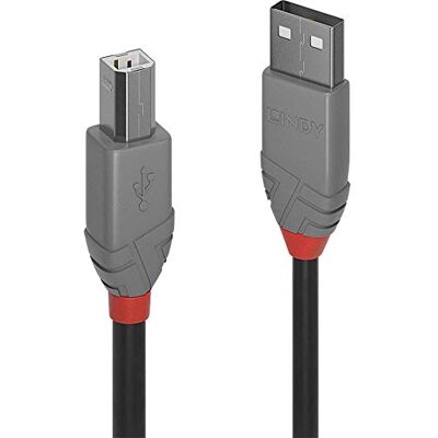 LINDY USB naar USB 2.0 A/B-kabel, Anthra Line 10 m, kabel met gegevensoverdracht van 480 Mbps Compatibel met tv, monitor, tablet, laptop, camera LINDY USB naar USB 2.0 A/B-kabel, Anthra Line 10 m, kabel met gegevensoverdracht van 480 Mbps Compatibel met tv, monitor, tablet, laptop, camera