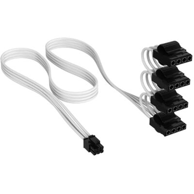 Corsair Apparaatvoedingskabel (PATA) met individuele ommanteling type 5 Elite Premium (4 connectoren) 750 mm, kabelkammen met laag profiel, drielaags paracord-design, zwart Corsair Apparaatvoedingskabel (PATA) met individuele ommanteling type 5 Elite Premium (4 connectoren) 750 mm, kabelkammen met laag profiel, drielaags paracord-design, zwart