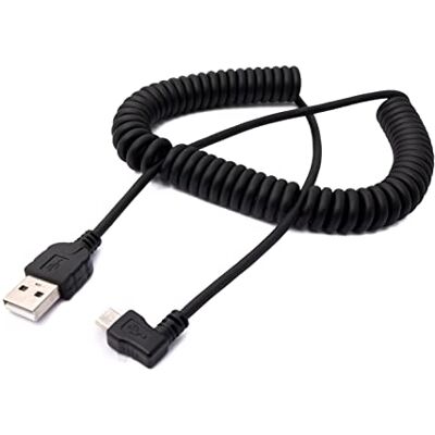 SYSTEM-S USB 2.0 kabel type A stekker op micro B spiraal hoek stekker 200cm zwart SYSTEM-S USB 2.0 kabel type A stekker op micro B spiraal hoek stekker 200cm zwart