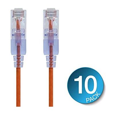 Monoprice SlimRun Series Cat6A patchkabel 2,1m UTP, 30AWG, 10G, blank koper, RJ45, ethernetkabel, oranje, 10 stuks Monoprice SlimRun Series Cat6A patchkabel 2,1m UTP, 30AWG, 10G, blank koper, RJ45, ethernetkabel, oranje, 10 stuks