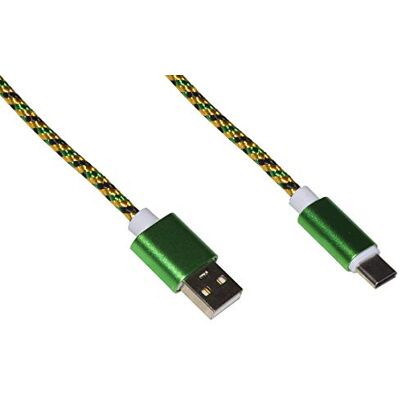 LINK USB-kabel type C 1 gevlochten mantel kleur groen/goud tot 2 A LINK USB-kabel type C 1 gevlochten mantel kleur groen/goud tot 2 A