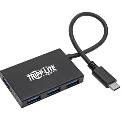 TRIPP LITE Gen 1 USB-hub USB-C naar USB-A voor opladen en gegevensoverdracht met 4 poorten (aluminium). TRIPP LITE Gen 1 USB-hub USB-C naar USB-A voor opladen en gegevensoverdracht met 4 poorten (aluminium).