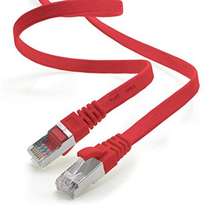 1aTTack.de 2 m rood 1 stuk platte kabel CAT.7 Gigabit Ethernet LAN (RJ45) netwerkkabel ruwe kabel (10 Gbit/s) platte installatiekabel dun compatibel met Cat.5 Cat.5e Cat.6 1aTTack.de 2 m rood 1 stuk platte kabel CAT.7 Gigabit Ethernet LAN (RJ45) netwerkkabel ruwe kabel (10 Gbit/s) platte installatiekabel dun compatibel met Cat.5 Cat.5e Cat.6