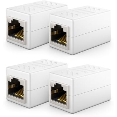 deleyCON 4 x CAT6 koppeling, kabelconnector, netwerkkabel, patchkabel, ethernetkabel, modulaire adapter afgeschermd, 2 x bus RJ45 DSL LAN, wit deleyCON 4 x CAT6 koppeling, kabelconnector, netwerkkabel, patchkabel, ethernetkabel, modulaire adapter afgeschermd, 2 x bus RJ45 DSL LAN, wit