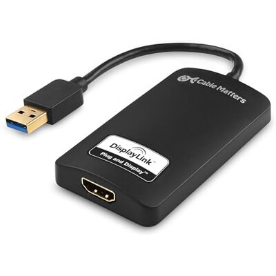 Cable Matters USB 3.0 naar HDMI-adapter (HDMI-USB-adapter) voor Windows tot 1440p in zwart Cable Matters USB 3.0 naar HDMI-adapter (HDMI-USB-adapter) voor Windows tot 1440p in zwart