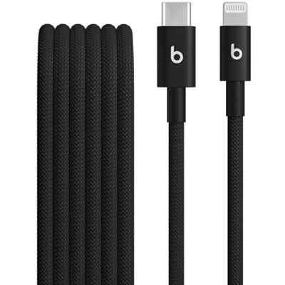 Beats USB-C naar Lightning Geweven kabel, snel opladen, duurzaam/knoopvrij, compatibel met Apple apparaten met Lightning-aansluiting (1,5 m) intens zwart Beats USB-C naar Lightning Geweven kabel, snel opladen, duurzaam/knoopvrij, compatibel met Apple apparaten met Lightning-aansluiting (1,5 m) intens zwart