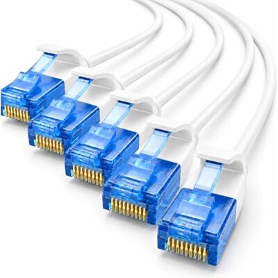 1aTTack.de 660486 Cat6 Cat.6 netwerkkabel Cat 10m patchkabel dunne kabel (kleine diameter zeer flexibel) 1000 Mbit/s 5 stuks wit 1aTTack.de 660486 Cat6 Cat.6 netwerkkabel Cat 10m patchkabel dunne kabel (kleine diameter zeer flexibel) 1000 Mbit/s 5 stuks wit