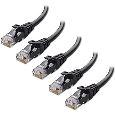 Cable Matters 5x CAT6 ethernetkabel met beschermkap (Cat6-kabel, Cat6-kabel) 0,9 m in zwart Cable Matters 5x CAT6 ethernetkabel met beschermkap (Cat6-kabel, Cat6-kabel) 0,9 m in zwart