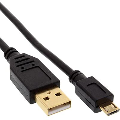 InLine 31730P Micro USB 2.0 stekker op Micro B-stekker, vergulde contacten, 3 m InLine 31730P Micro USB 2.0 stekker op Micro B-stekker, vergulde contacten, 3 m