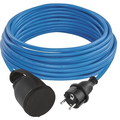 EMOS Verlengkabel voor buiten, voor het hele jaar, Schuko-kabel, blauw, 10 m, 1,5 mm², met beschermkap, IP44 waterdicht, vorstbestendig, voor buiten, industrie, bouwplaats EMOS Verlengkabel voor buiten, voor het hele jaar, Schuko-kabel, blauw, 10 m, 1,5 mm², met beschermkap, IP44 waterdicht, vorstbestendig, voor buiten, industrie, bouwplaats