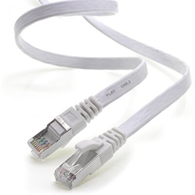 1aTTack.de , Cat.7, Gigabit ethernet LAN platte band kabel (RJ45) netwerkkabel ruwe kabel (10GB) installatiekabel, vlak slim compatibel met Cat.5 Cat.5e Cat.6 0,5m wit 1 stuk 1aTTack.de , Cat.7, Gigabit ethernet LAN platte band kabel (RJ45) netwerkkabel ruwe kabel (10GB) installatiekabel, vlak slim compatibel met Cat.5 Cat.5e Cat.6 0,5m wit 1 stuk