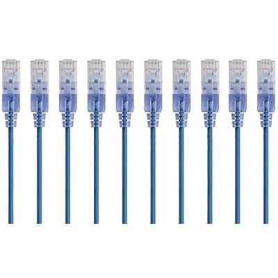 Monoprice SlimRun Series Cat6A Ethernet-aansluitkabel, 7,6 m, blauw, 10 stuks Monoprice SlimRun Series Cat6A Ethernet-aansluitkabel, 7,6 m, blauw, 10 stuks
