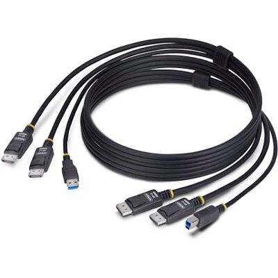StarTech . com 1,8 m 5 Gbps Dual DisplayPort en USB KVM-kabel, 4K 60Hz, DP en USB Combo Kabel voor KVM-switch StarTech . com 1,8 m 5 Gbps Dual DisplayPort en USB KVM-kabel, 4K 60Hz, DP en USB Combo Kabel voor KVM-switch