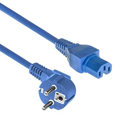 ACT CEE7/7 naar C15 stroomkabel 2 m CEE 7/7 (gehoekte geaarde cont) netsnoer naar C15-stekker blauw AK5317 ACT CEE7/7 naar C15 stroomkabel 2 m CEE 7/7 (gehoekte geaarde cont) netsnoer naar C15-stekker blauw AK5317