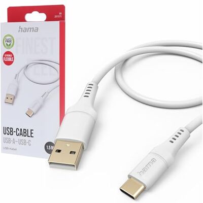 Hama Flexibele oplaadkabel, USB-A USB-C, 1,5 m, siliconen, wit Hama Flexibele oplaadkabel, USB-A USB-C, 1,5 m, siliconen, wit