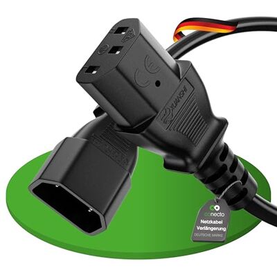 conecto stroomkabel, C13 IEC stekker recht naar C14 IEC rechte stekker, Euro stroomkabel voor huishoudelijke apparaten, 1,00 m, zwart conecto stroomkabel, C13 IEC stekker recht naar C14 IEC rechte stekker, Euro stroomkabel voor huishoudelijke apparaten, 1,00 m, zwart