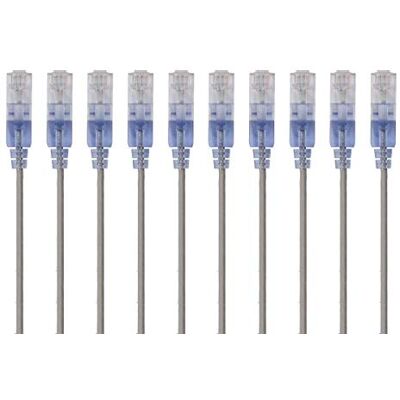 Monoprice Set van 10 Cat6A ethernet patchkabel RJ45 probleemloos 550 MHz 10G UTP zuiver blank koperdraad 30AWG 0,9m grijs SlimRun serie Monoprice Set van 10 Cat6A ethernet patchkabel RJ45 probleemloos 550 MHz 10G UTP zuiver blank koperdraad 30AWG 0,9m grijs SlimRun serie