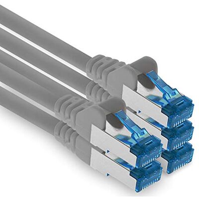 1aTTack.de Patchkabel 5 x 0,5 m ethernet, netwerk, CAT6a LAN-kabel (voor gigabit-netwerken, routers, switches, modems met RJ45-ingang, grijs) 1aTTack.de Patchkabel 5 x 0,5 m ethernet, netwerk, CAT6a LAN-kabel (voor gigabit-netwerken, routers, switches, modems met RJ45-ingang, grijs)