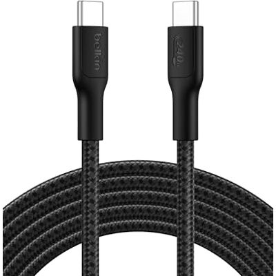 Belkin Eco USB-C naar USB-C kabel met gevlochten ommanteling, 3 m, 240 W, zacht aanvoelend, zacht, snellaadkabel, voor iPhone 16, Galaxy S25, Pixel 9, MacBook, iPad Pro enz. Zwart (USB 2.0) Belkin Eco USB-C naar USB-C kabel met gevlochten ommanteling, 3 m, 240 W, zacht aanvoelend, zacht, snellaadkabel, voor iPhone 16, Galaxy S25, Pixel 9, MacBook, iPad Pro enz. Zwart (USB 2.0)