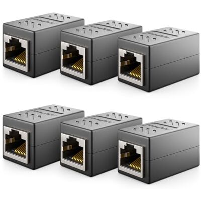 deleyCON 6 x CAT6 koppeling kabelconnector netwerkkabel patchkabel ethernetkabel modulaire adapter afgeschermd 2 x bus RJ45 DSL LAN zwart deleyCON 6 x CAT6 koppeling kabelconnector netwerkkabel patchkabel ethernetkabel modulaire adapter afgeschermd 2 x bus RJ45 DSL LAN zwart