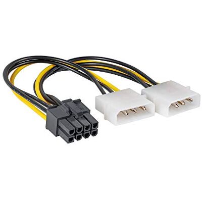 AKYGA AK-CA-29 adapterkabel, 2 x Molex mannelijk naar PCI-E, 8-polig, vrouwelijk, 15 cm. AKYGA AK-CA-29 adapterkabel, 2 x Molex mannelijk naar PCI-E, 8-polig, vrouwelijk, 15 cm.