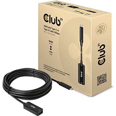 Club 3D USB Gen2 type C naar type A kabel 10 Gbps St./B 5 m Club 3D USB Gen2 type C naar type A kabel 10 Gbps St./B 5 m