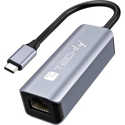 Techly 366938 USB-C™ 3.0 naar RJ45 Gigabit converteradapter, zwart/zilver Techly 366938 USB-C™ 3.0 naar RJ45 Gigabit converteradapter, zwart/zilver