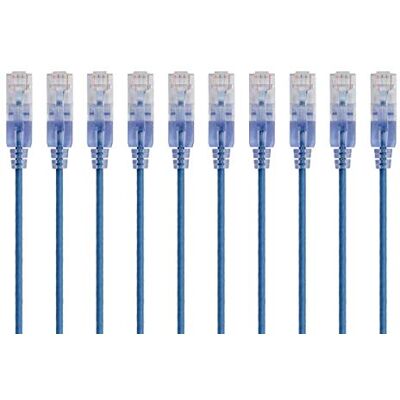 Monoprice SlimRun Series SlimRun 10 stuks Cat6A ethernet patchkabel internet netwerkkabel 0,3 m blauw RJ45 (gestrand) 550 MHz UTP zuivere blanke koperdraad 10G, 30AWG Monoprice SlimRun Series SlimRun 10 stuks Cat6A ethernet patchkabel internet netwerkkabel 0,3 m blauw RJ45 (gestrand) 550 MHz UTP zuivere blanke koperdraad 10G, 30AWG