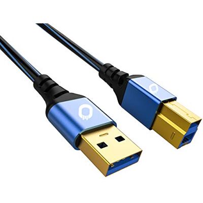 OEHLBACH USB Plus B3, USB 3.0, audio-printerkabel type A naar type B, PVC-ommanteling, OFC, blauw/zwart, 50 cm OEHLBACH USB Plus B3, USB 3.0, audio-printerkabel type A naar type B, PVC-ommanteling, OFC, blauw/zwart, 50 cm