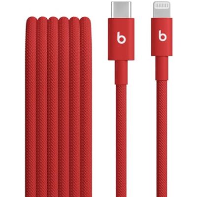 Beats USB-C naar Lightning Geweven kabel, snel opladen, duurzaam/knoopvrij, compatibel met Apple-apparaten met Lightning-aansluiting (1,5 m) Flash Red Beats USB-C naar Lightning Geweven kabel, snel opladen, duurzaam/knoopvrij, compatibel met Apple-apparaten met Lightning-aansluiting (1,5 m) Flash Red