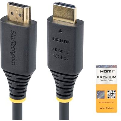 StarTech .com Premium gecertificeerde high-speed HDMI-kabel, 50 cm, 4K 60Hz/1440p 144Hz, 18Gbit/s, HDMI 2.0 UHD-kabel, TPE-mantel StarTech .com Premium gecertificeerde high-speed HDMI-kabel, 50 cm, 4K 60Hz/1440p 144Hz, 18Gbit/s, HDMI 2.0 UHD-kabel, TPE-mantel