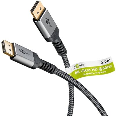 goobay DisplayPort 1.4 kabel 65266 tot 8K @ 60Hz (UHD), 4K @ 144Hz en 2K @ 240Hz, DP, high-speed Displayport-kabel, beeldschermkabel, gevlochten nylon, gaming, HD-videostreaming, 3 m goobay DisplayPort 1.4 kabel 65266 tot 8K @ 60Hz (UHD), 4K @ 144Hz en 2K @ 240Hz, DP, high-speed Displayport-kabel, beeldschermkabel, gevlochten nylon, gaming, HD-videostreaming, 3 m