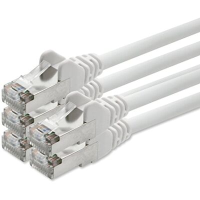 1aTTack.de 1aTTack, CAT5, SFTP, waanzin in gevlochten afgeschermde ethernetkabel, Gigabit LAN-netwerkkabel RJ45 met 2x RJ45-connectorset (5 stuks) 3m, wit 1aTTack.de 1aTTack, CAT5, SFTP, waanzin in gevlochten afgeschermde ethernetkabel, Gigabit LAN-netwerkkabel RJ45 met 2x RJ45-connectorset (5 stuks) 3m, wit
