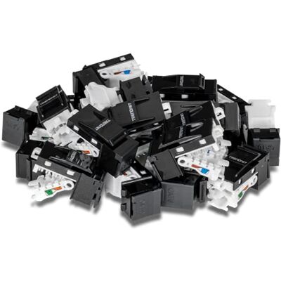 TRENDnet TC-K25C6BK Keystone Cat6 stopcontact, 25 stuks, 90° hoekaansluiting, compatibel met Cat5, Cat5e en Cat6 kabels, kleurgecodeerde etikettering voor T568B bedrading TRENDnet TC-K25C6BK Keystone Cat6 stopcontact, 25 stuks, 90° hoekaansluiting, compatibel met Cat5, Cat5e en Cat6 kabels, kleurgecodeerde etikettering voor T568B bedrading